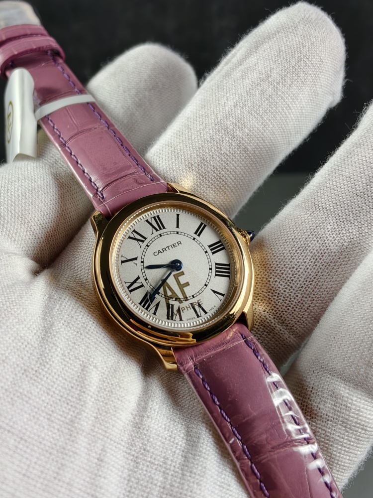 AF Ronde Louis Cartier Women's Rose Gold | Pink Leather Strap | Swiss Quartz Movement