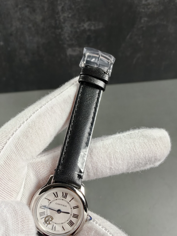 AF Ronde de Cartier Small Model | Black Leather Strap | Swiss Quartz Movement