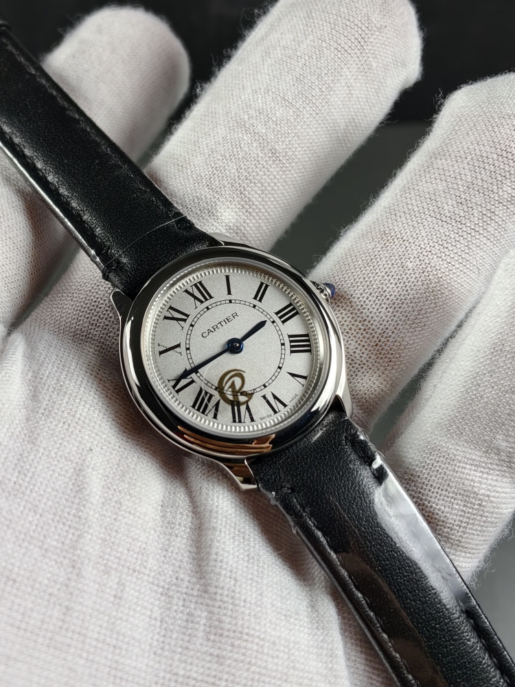 AF Ronde de Cartier Small Model | Black Leather Strap | Swiss Quartz Movement