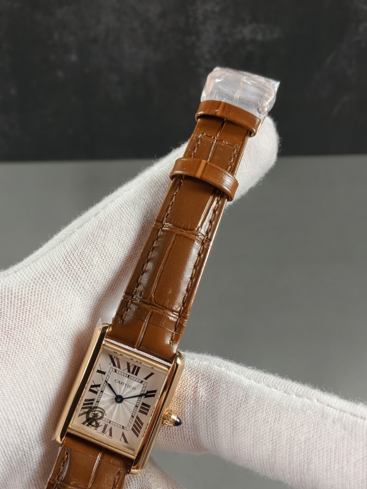 AF Tank de Cartier Small Model Rose Gold | Brown Leather Strap | Swiss Quartz Movement