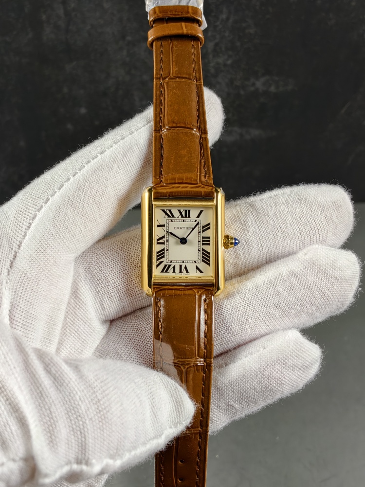 AF Tank de Cartier Small Model Yellow Gold | Brown Leather Strap | Swiss Quartz Movement