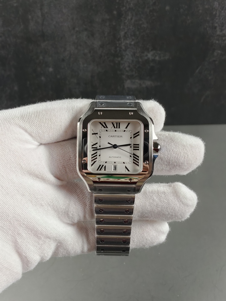 BVF Santos de Cartier Large Model | Stainless Steel | Automatic Movement | Extra Brown Leather Strap