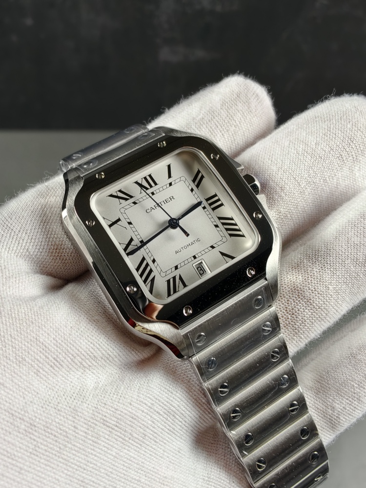 BVF Santos de Cartier Large Model | Stainless Steel | Automatic Movement | Extra Brown Leather Strap