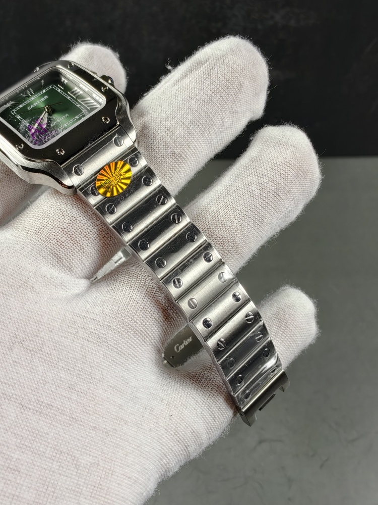 AF Santos de Cartier Medium Green Dial | Stainless Steel | Automatic Movement | Extra Green Leather Strap