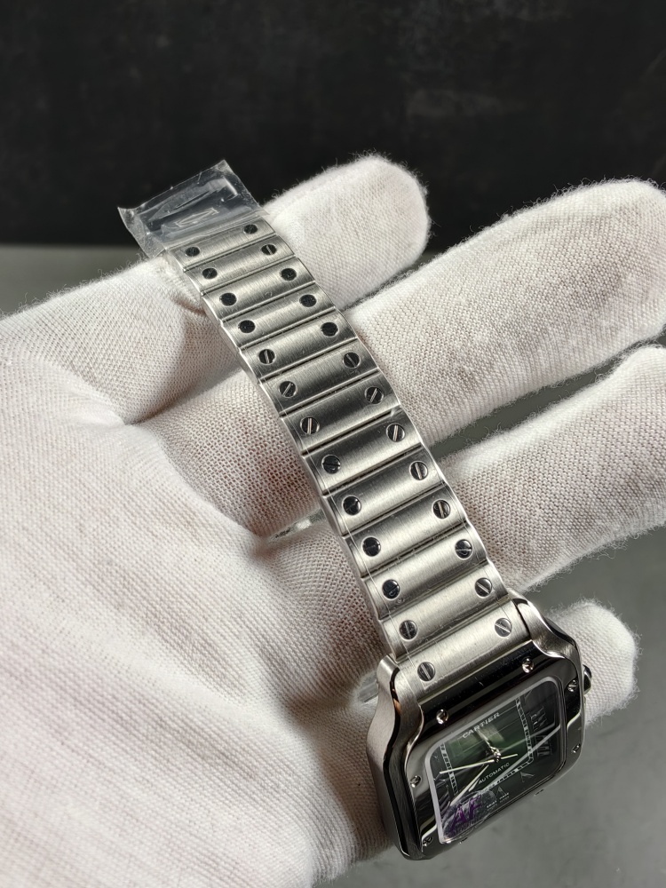 AF Santos de Cartier Medium Green Dial | Stainless Steel | Automatic Movement | Extra Green Leather Strap