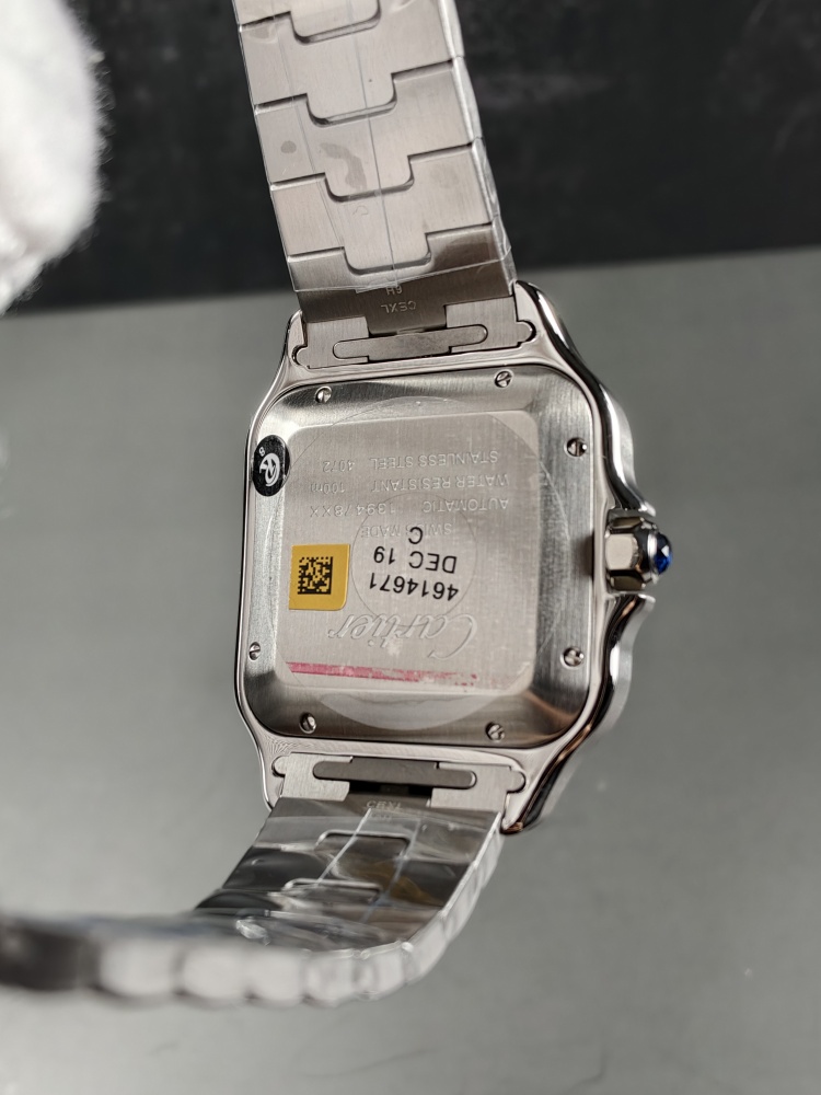 AF Santos de Cartier Large Model White Dial | Stainless Steel | Automatic Movement | Extra Black Leather Strap