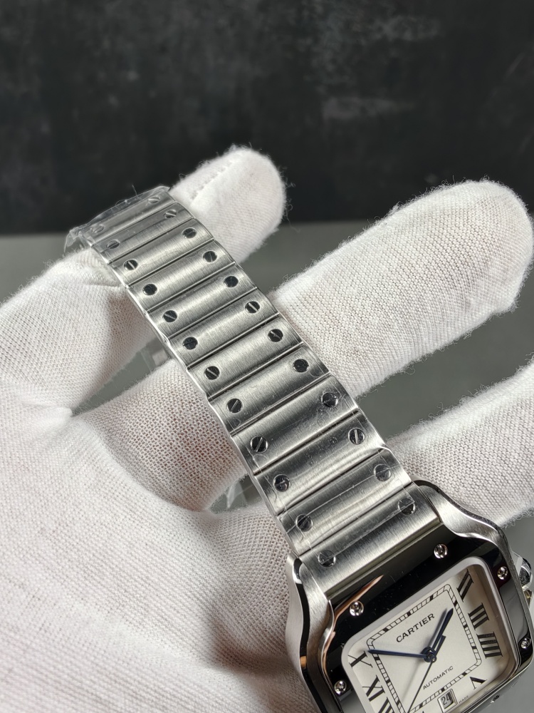 AF Santos de Cartier Large Model White Dial | Stainless Steel | Automatic Movement | Extra Black Leather Strap