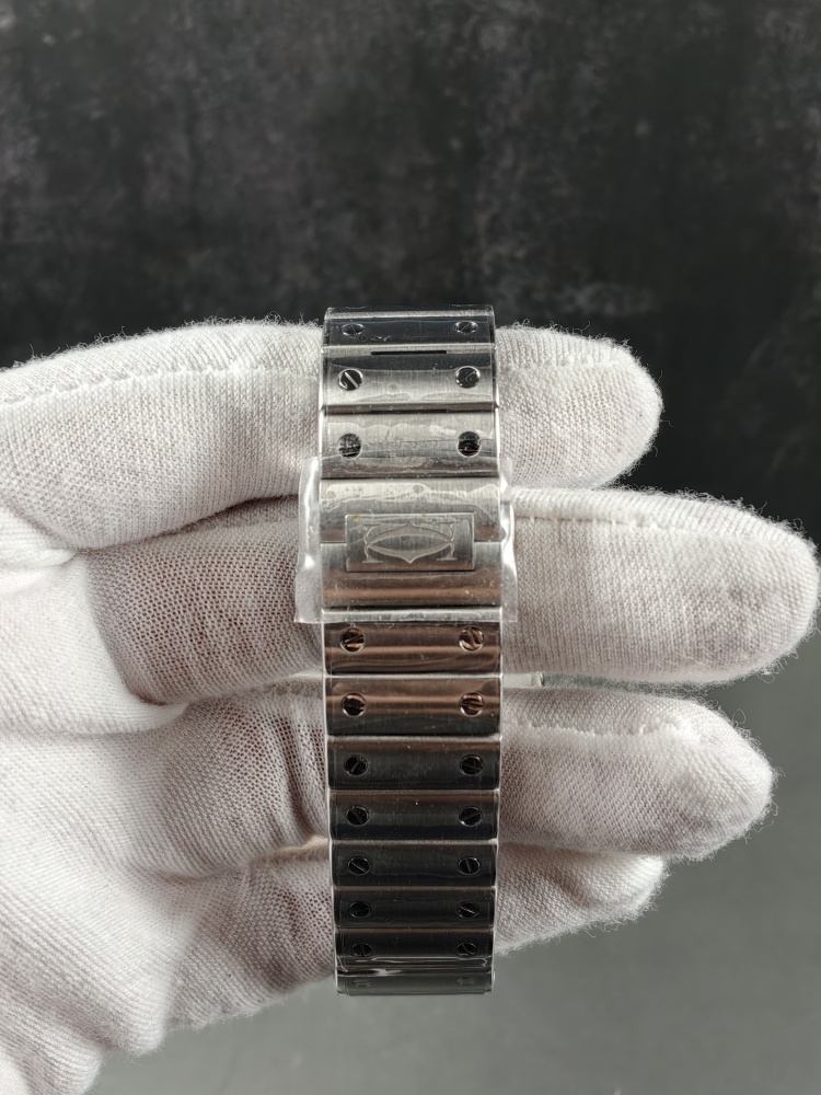 AF Santos de Cartier Large Model Black Dial | Stainless Steel | Miyota 9015 Automatic Movement | Extra Black Leather Strap