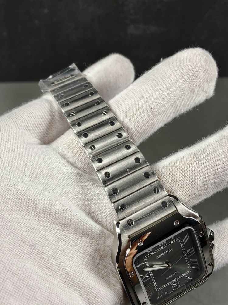 AF Santos de Cartier Large Model Black Dial | Stainless Steel | Miyota 9015 Automatic Movement | Extra Black Leather Strap