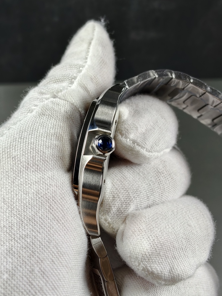 AF Santos de Cartier Large Model Black Dial | Stainless Steel | Miyota 9015 Automatic Movement | Extra Black Leather Strap