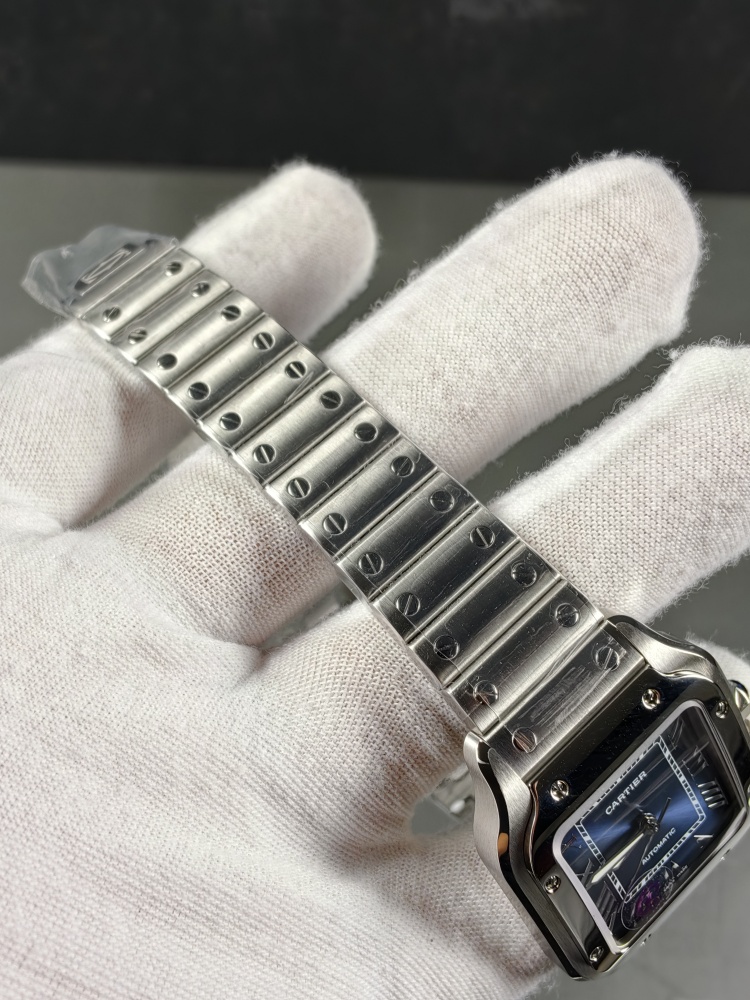 AF Santos de Cartier Medium Model Blue Dial | Stainless Steel | Swiss Automatic Movement | Extra Blue Leather Strap