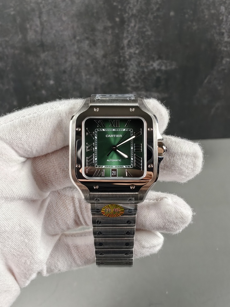 AF Santos de Cartier Large Model Green Dial | Stainless Steel | Miyota 9015 Automatic Movement | Extra Green Leather Strap