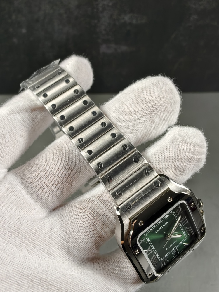 AF Santos de Cartier Large Model Green Dial | Stainless Steel | Miyota 9015 Automatic Movement | Extra Green Leather Strap