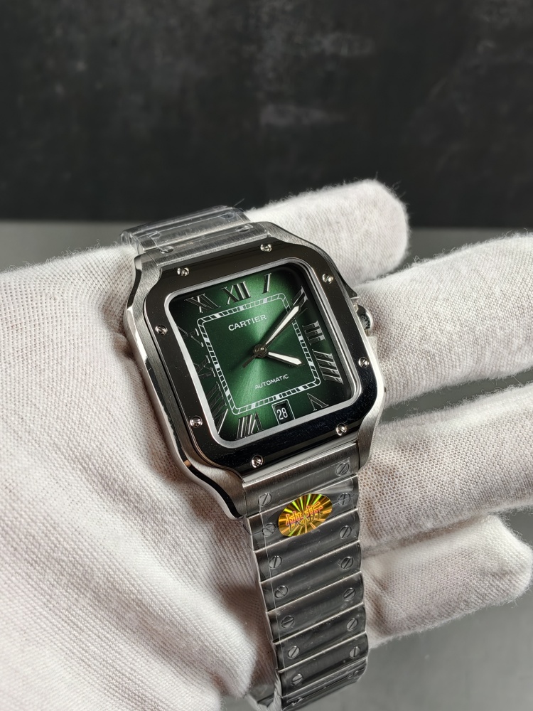 AF Santos de Cartier Large Model Green Dial | Stainless Steel | Miyota 9015 Automatic Movement | Extra Green Leather Strap