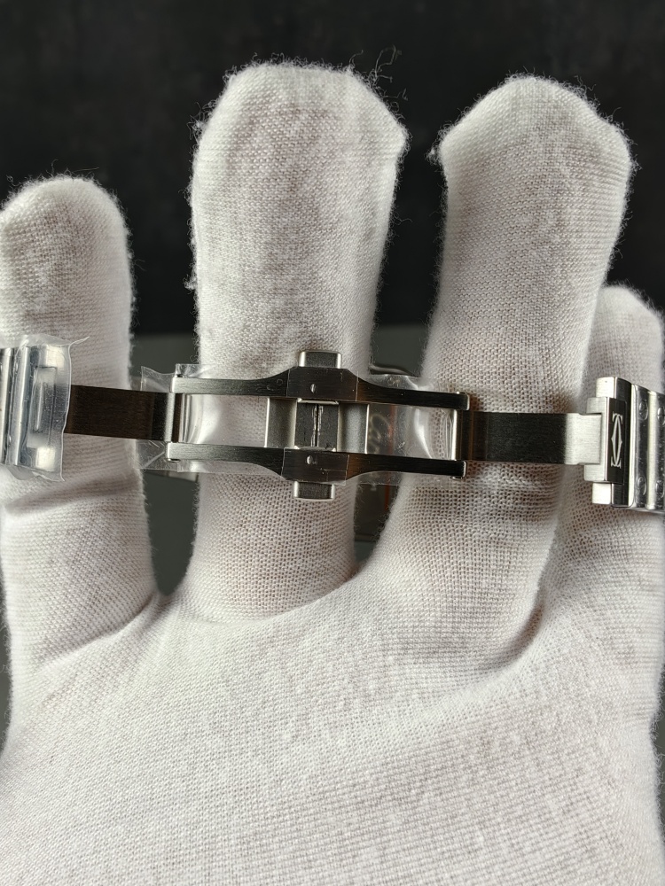 AF Santos de Cartier Medium Model White Dial | Stainless Steel | Swiss Automatic Movement | Extra Black Leather Strap