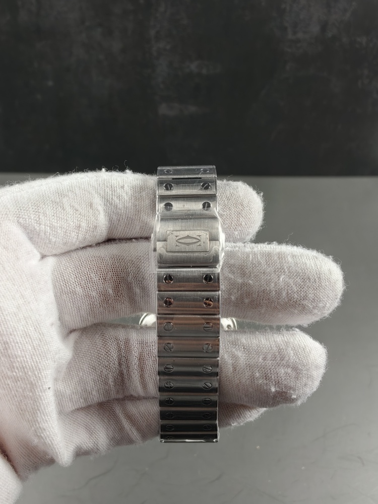 AF Santos de Cartier Small Model Black Dial | Stainless Steel | Quartz Movement | Extra Black Leather Strap