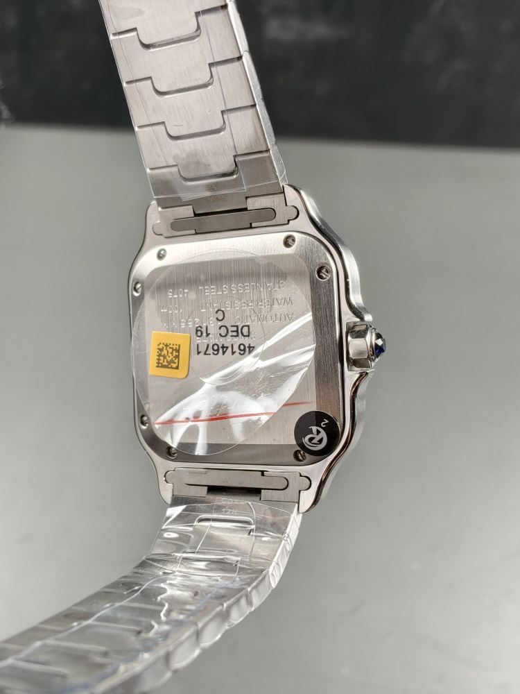 AF Santos de Cartier Small Model Black Dial | Stainless Steel | Quartz Movement | Extra Black Leather Strap