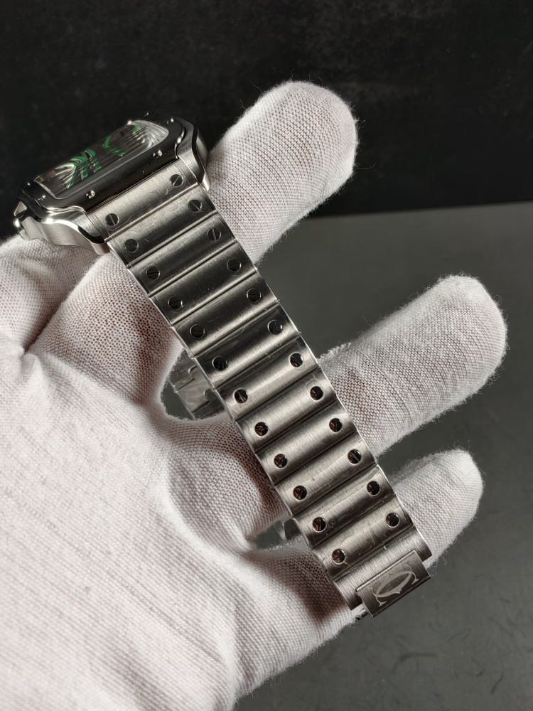 RICH Santos de Cartier Skeleton WHSA0028 Green | 39.8mm | 9611 MC Clone Manual-Wind Movement