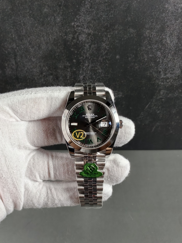 GOLD V2 Free-Sprung Datejust Wimbledon | 41mm | Free-Sprung JH3235 Super Clone Movement | Jubilee Bracelet | Smooth Bezel