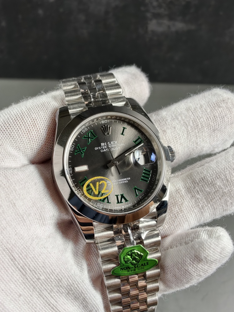 GOLD V2 Free-Sprung Datejust Wimbledon | 41mm | Free-Sprung JH3235 Super Clone Movement | Jubilee Bracelet | Smooth Bezel