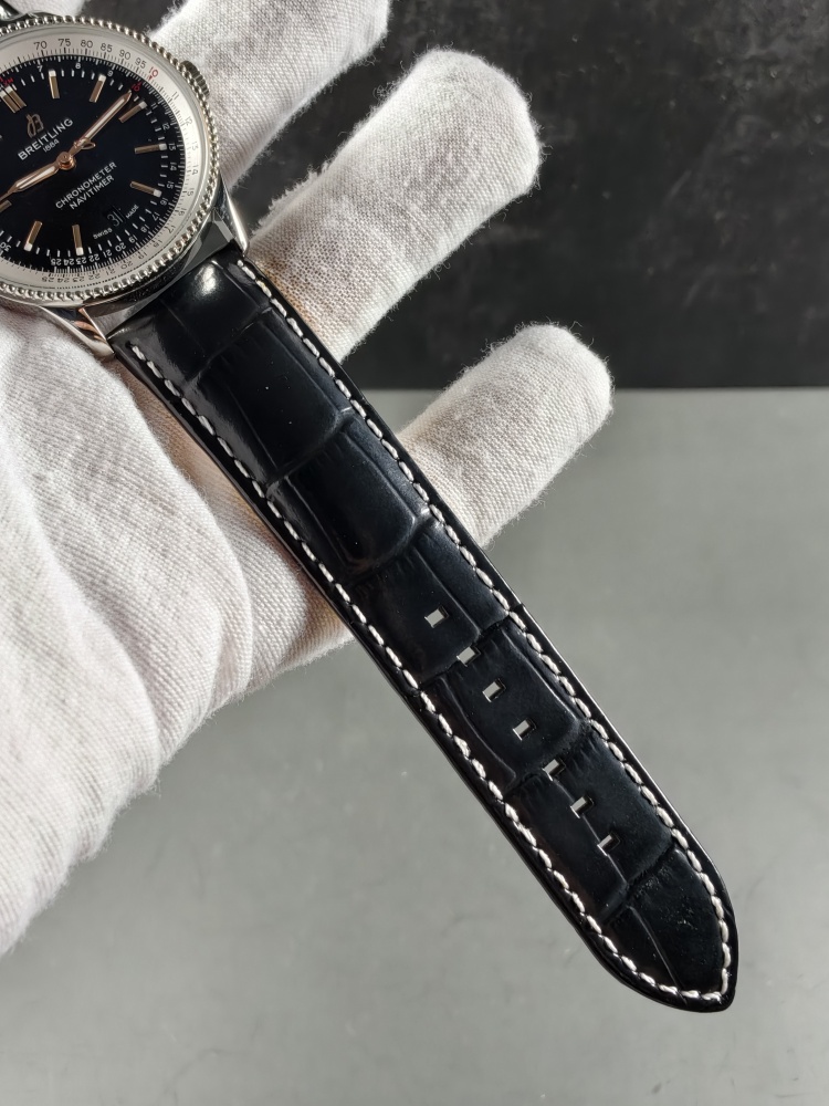 BLS Navitimer 1 Black Dial | 41mm | A2824 Automatic Movement | Black Leather Strap