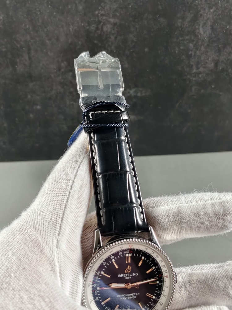 BLS Navitimer 1 Black Dial | 41mm | A2824 Automatic Movement | Black Leather Strap