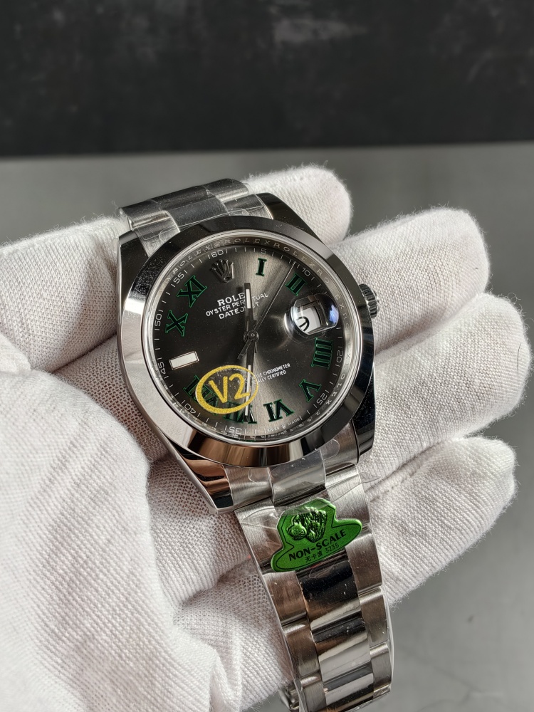 GOLD V2 Free-Sprung Datejust Wimbledon | 41mm | Free-Sprung JH3235 Super Clone Movement | Oyster Bracelet | Smooth Bezel