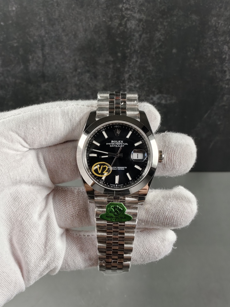 GOLD V2 Free-Sprung Datejust Black Dial | 41mm | Free-Sprung JH3235 Super Clone Movement | Jubilee Bracelet | Smooth Bezel