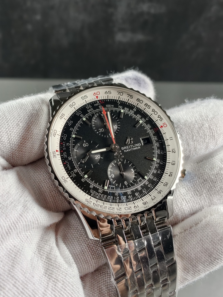 BLS Navitimer 1 Chronograph Black Dial | 41mm | B01 Super Clone Automatic Chronograph Movement | Stainless Steel