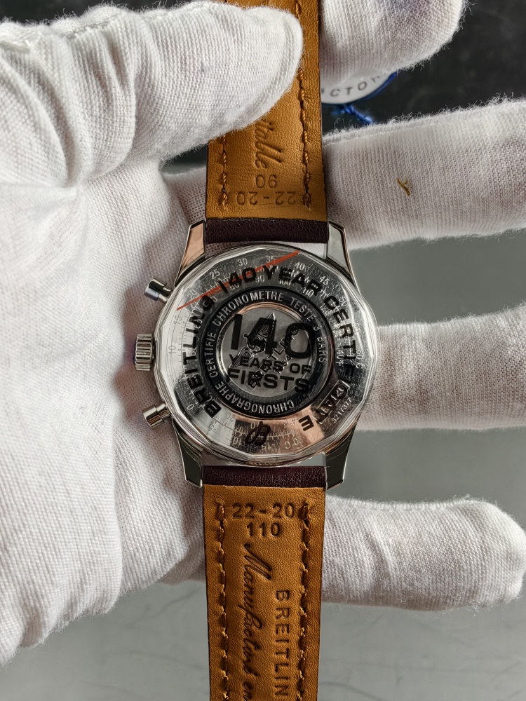 BLS Navitimer 1 Chronograph Silver Dial | 41mm | B01 Super Clone Automatic Chronograph Movement | Brown Leather Strap