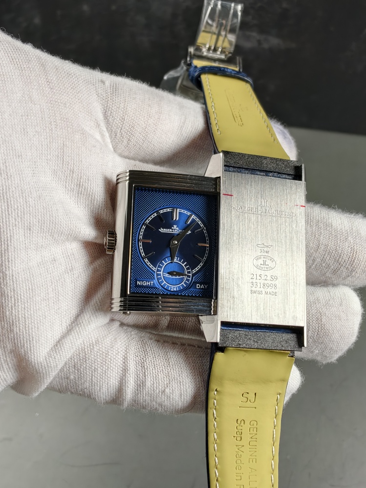 JJF Reverso Tribute Duoface Small Seconds White Dial | 47mm × 28.3mm | Super Clone Manual Winding Movement | Blue Leather Strap