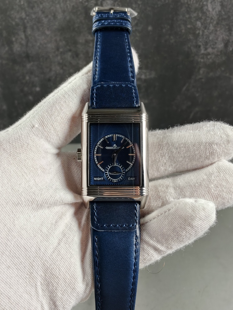 JJF Reverso Tribute Duoface Small Seconds White Dial | 47mm × 28.3mm | Super Clone Manual Winding Movement | Blue Leather Strap