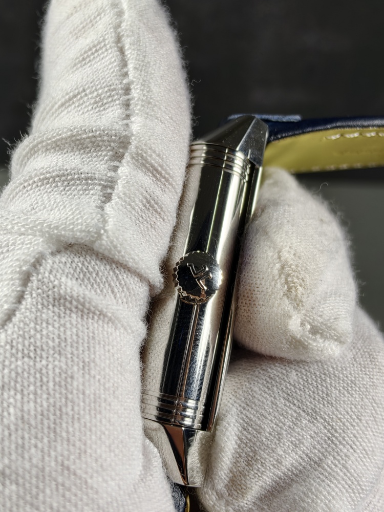 JJF Reverso Tribute Duoface Small Seconds White Dial | 47mm × 28.3mm | Super Clone Manual Winding Movement | Blue Leather Strap