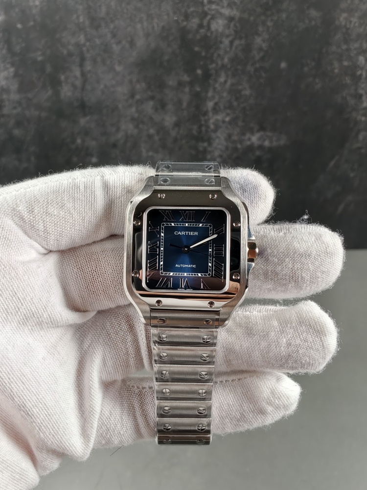 BVF Santos Medium Blue Dial with Extra Blue Leather Strap