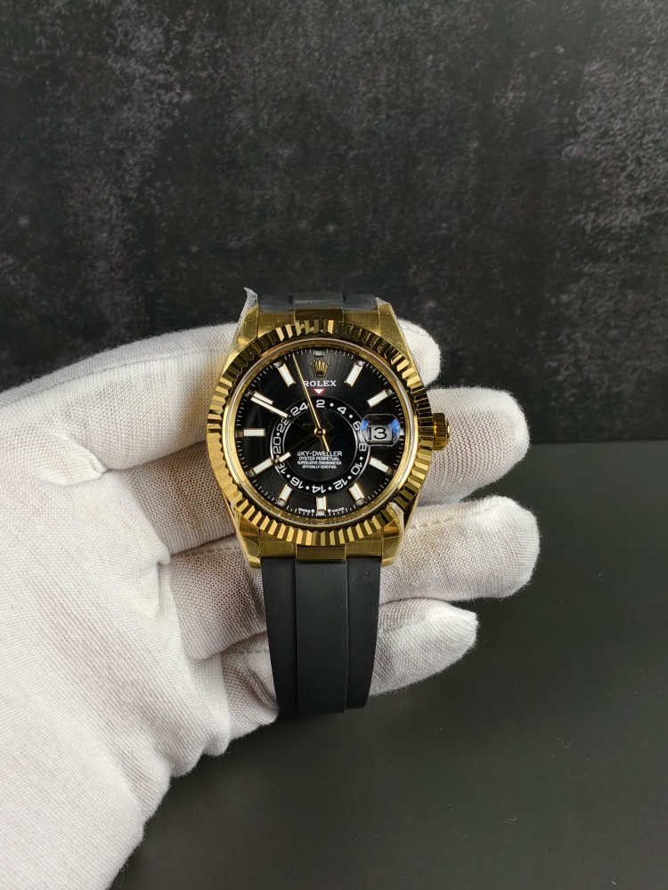 3B Weighted Sky-Dweller Yellow Gold Black Dial | 42mm | 186g | Super Clone 9002 Annual Calendar Movement