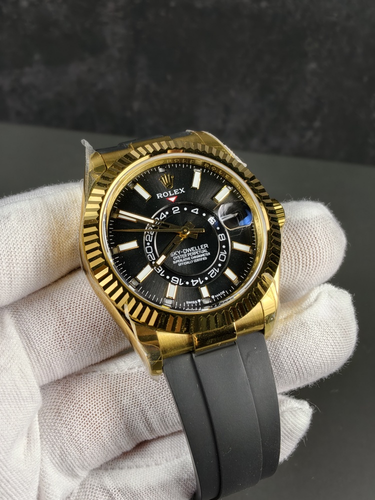 3B Weighted Sky-Dweller Yellow Gold Black Dial | 42mm | 186g | Super Clone 9002 Annual Calendar Movement