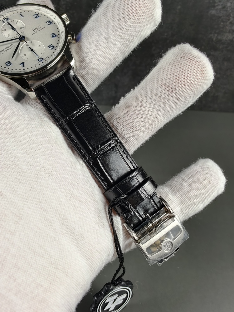 ZF Portugieser Chronograph Silver Dial | 41mm | Custom Slim Automatic Chronograph Movement (Cal. 69355 Style) | Black Leather Strap