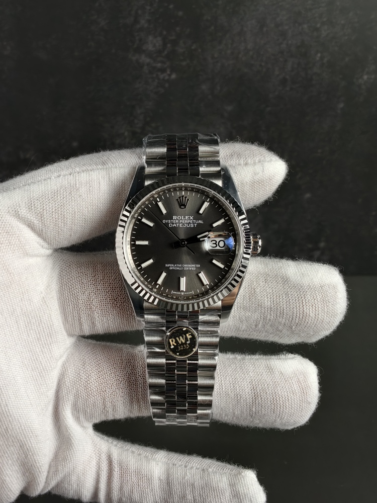 RW Free-Sprung Datejust Rhodium Dial | 36mm | Free-Sprung JH3235 Super Clone Movement | Jubilee Bracelet | Fluted Bezel