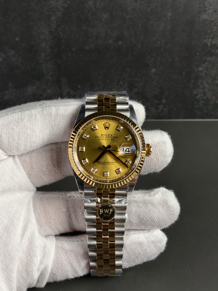 RW Free-Sprung Datejust Two-Tone Yellow Gold Diamond Dial | 36mm | Free-Sprung JH3235 Super Clone Movement | Jubilee Bracelet | Fluted Bezel