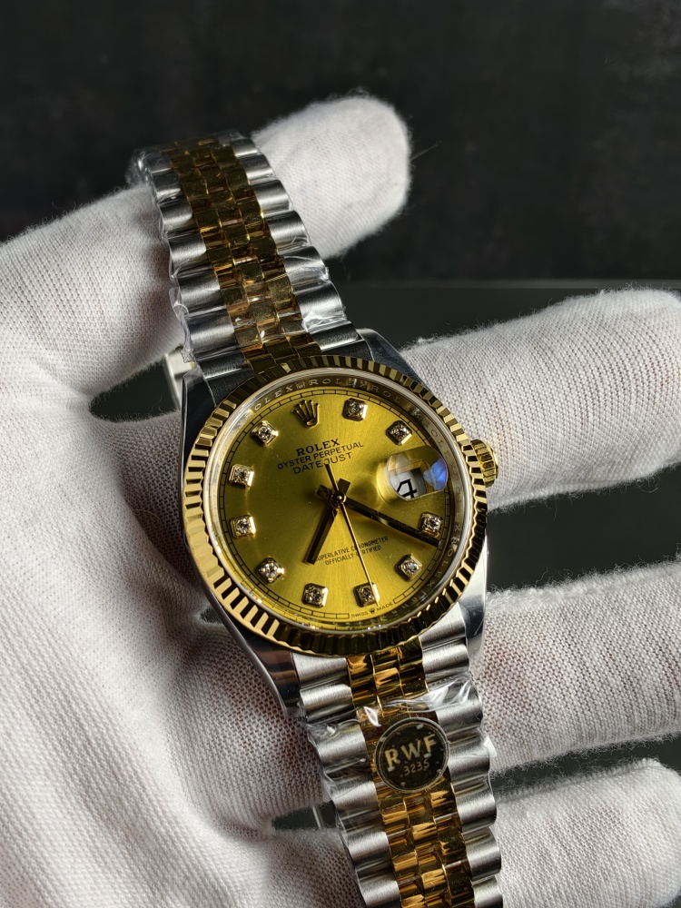 RW Free-Sprung Datejust Two-Tone Yellow Gold Diamond Dial | 36mm | Free-Sprung JH3235 Super Clone Movement | Jubilee Bracelet | Fluted Bezel