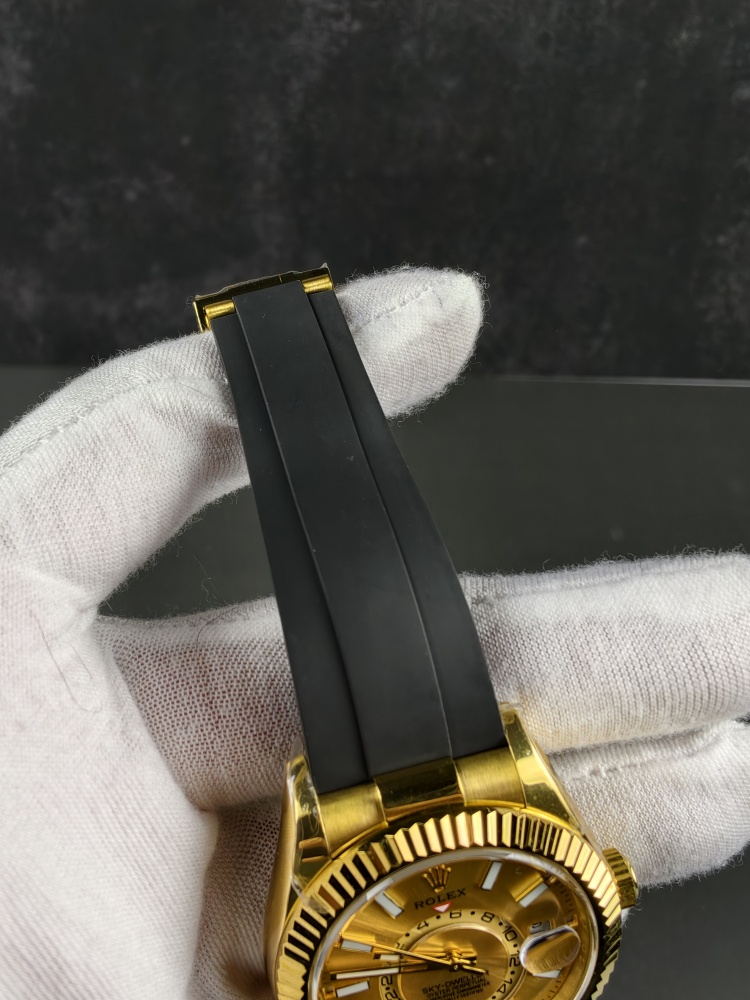 3B Weighted Sky-Dweller Yellow Gold Champagne Dial | 42mm | 186g | Super Clone 9002 Annual Calendar Movement | Oysterflex (E+F)