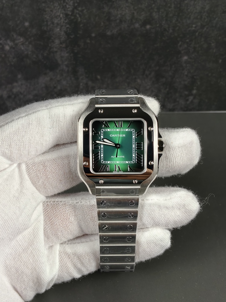 BVF Santos de Cartier Medium Green Dial | 35.1mm | Miyota 9015 Automatic Movement | Includes Extra Green Leather Strap
