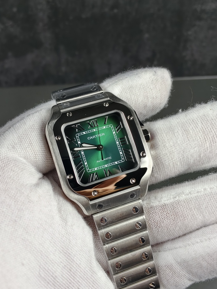 BVF Santos de Cartier Medium Green Dial | 35.1mm | Miyota 9015 Automatic Movement | Includes Extra Green Leather Strap