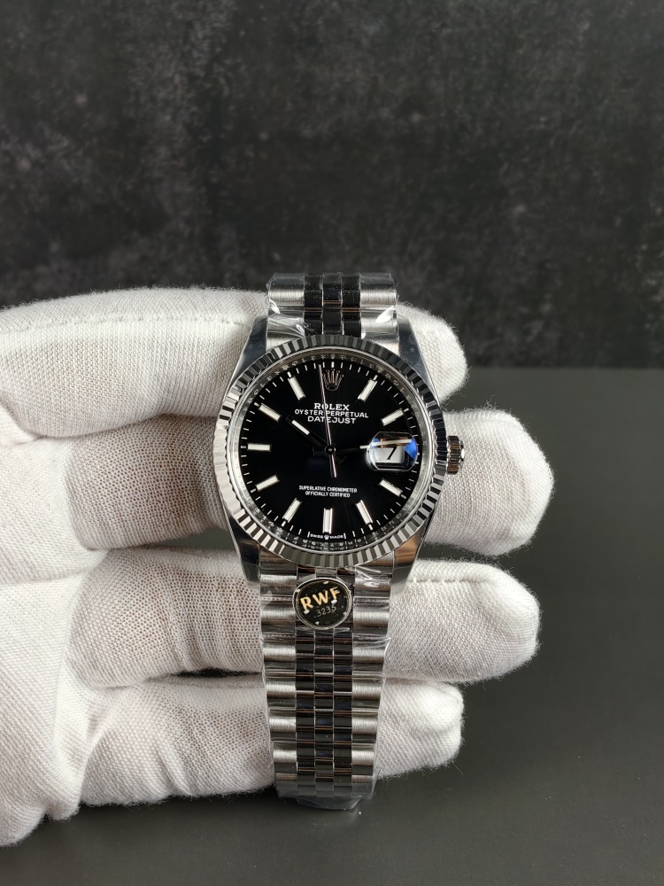 RW Free-Sprung Datejust Black Dial | 36mm | Free-Sprung JH3235 Super Clone Movement | Jubilee Bracelet | Fluted Bezel
