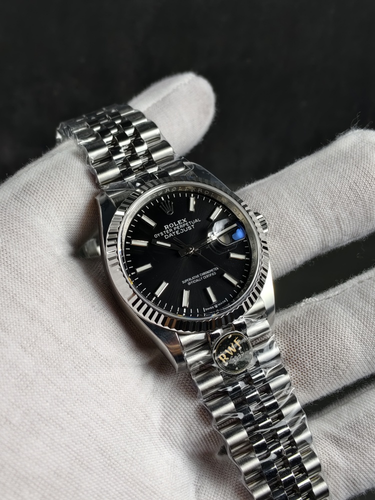 RW Free-Sprung Datejust Black Dial | 36mm | Free-Sprung JH3235 Super Clone Movement | Jubilee Bracelet | Fluted Bezel