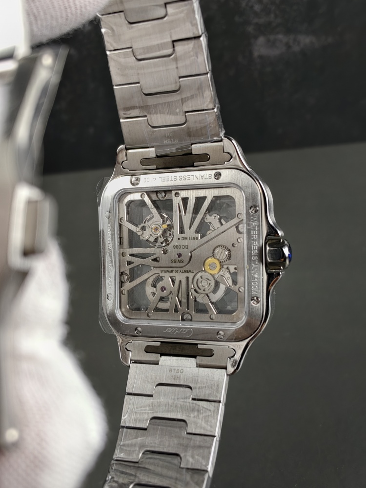 RICH Santos de Cartier Skeleton WHSA0015 | 39.8mm | 9611 MC Clone Manual-Wind Movement