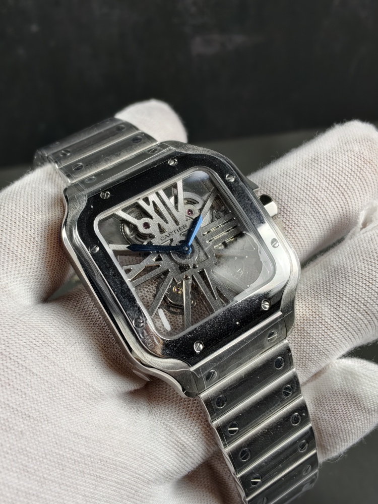 RICH Santos de Cartier Skeleton WHSA0015 | 39.8mm | 9611 MC Clone Manual-Wind Movement