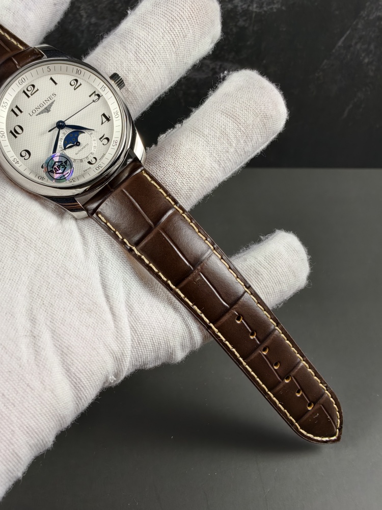 APSF Longines Master Collection Moonphase White Dial | 40mm | Decorated A2892 Automatic Moonphase Movement | Brown Leather Strap