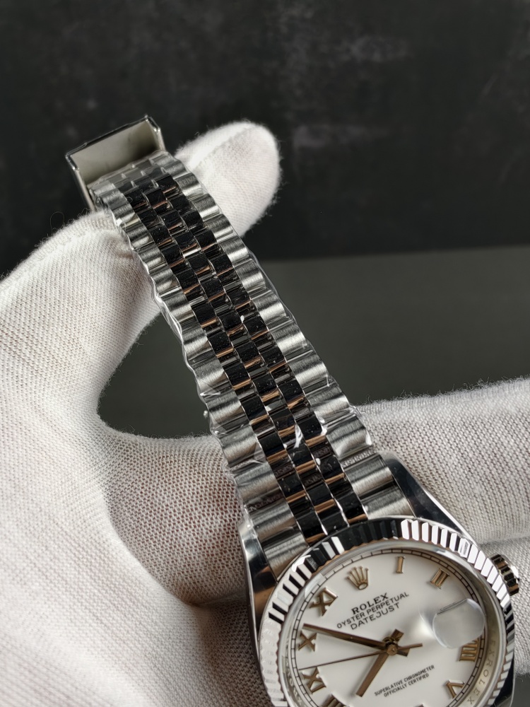 RW Free-Sprung Datejust White Roman Dial | 36mm | Free-Sprung JH3235 Super Clone Movement | Jubilee Bracelet | Fluted Bezel