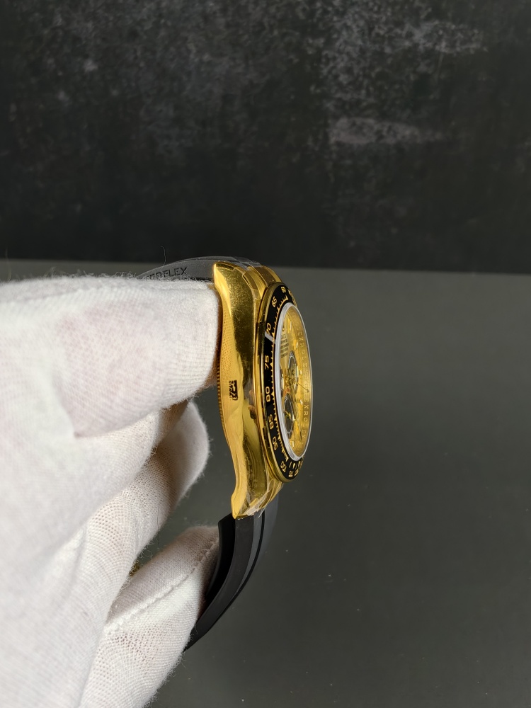 QF Daytona "Pikachu" Yellow Gold Black Dial | 40mm | DD4131 Super Clone Chronograph Movement | Oysterflex Bracelet (Size E+F)